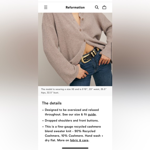 Reformation Fantino Cashmere Collared Cardigan - Picture 3 of 5